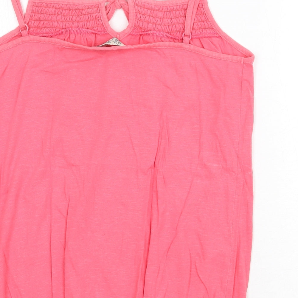 M&Co Womens Pink Cotton Basic Tank Size 10 Square Neck