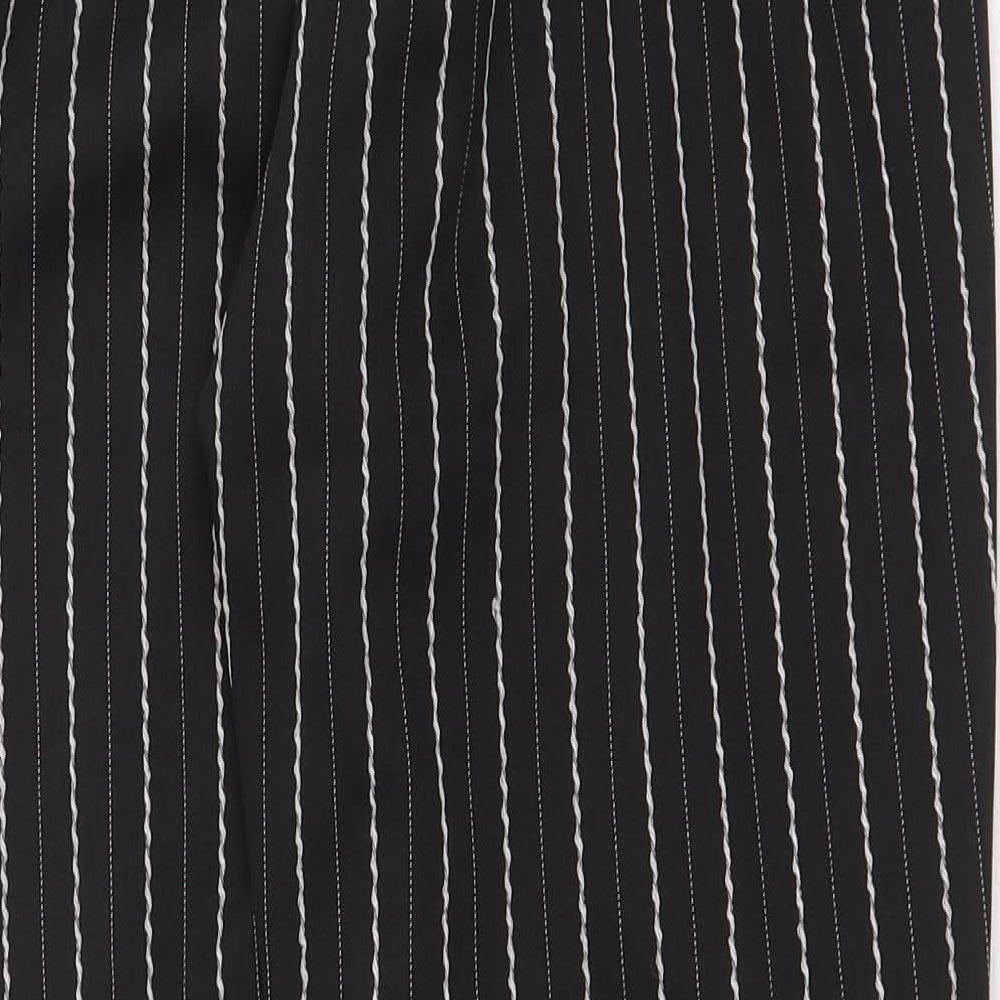 Select Womens Black Striped Polyester Trousers Size 10 Regular
