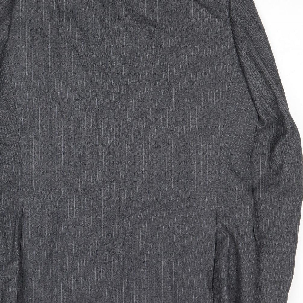 St Michael Mens Grey Striped Polyester Jacket Suit Jacket Size 44 Regular