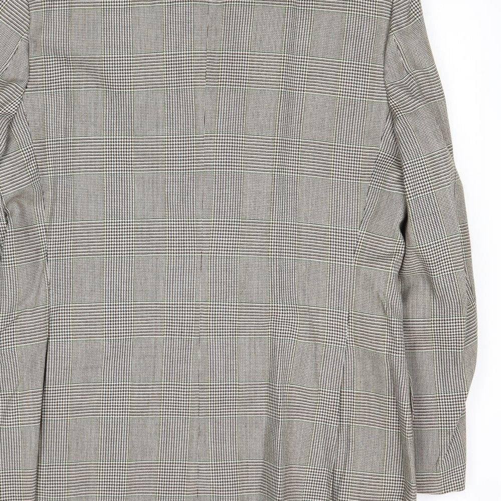 Burton Mens Grey Plaid Wool Jacket Suit Jacket Size 40 Regular