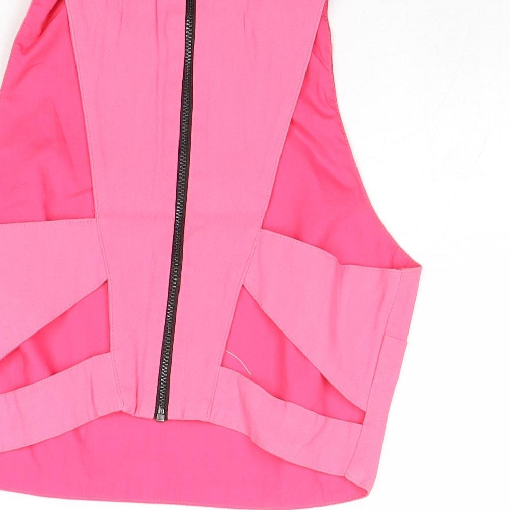 Topshop Womens Pink Acetate Cropped Tank Size 6 Round Neck