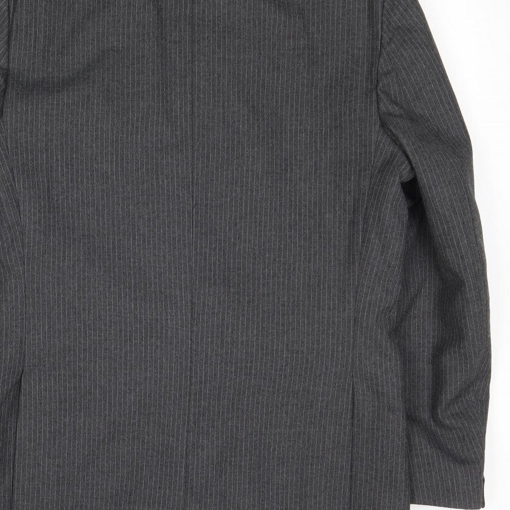 Greenwoods Mens Grey Striped Wool Jacket Suit Jacket Size 38 Regular