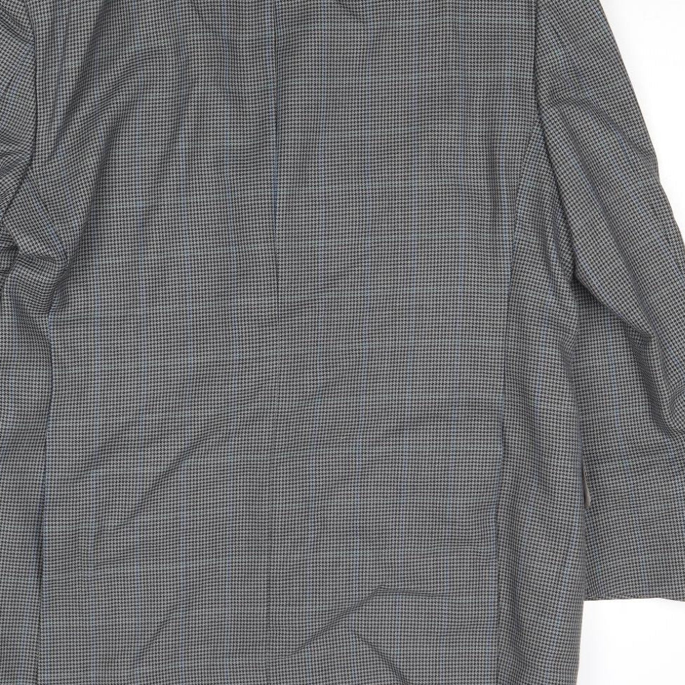 Wellington Mens Grey Geometric Polyester Jacket Suit Jacket Size 42 Regular