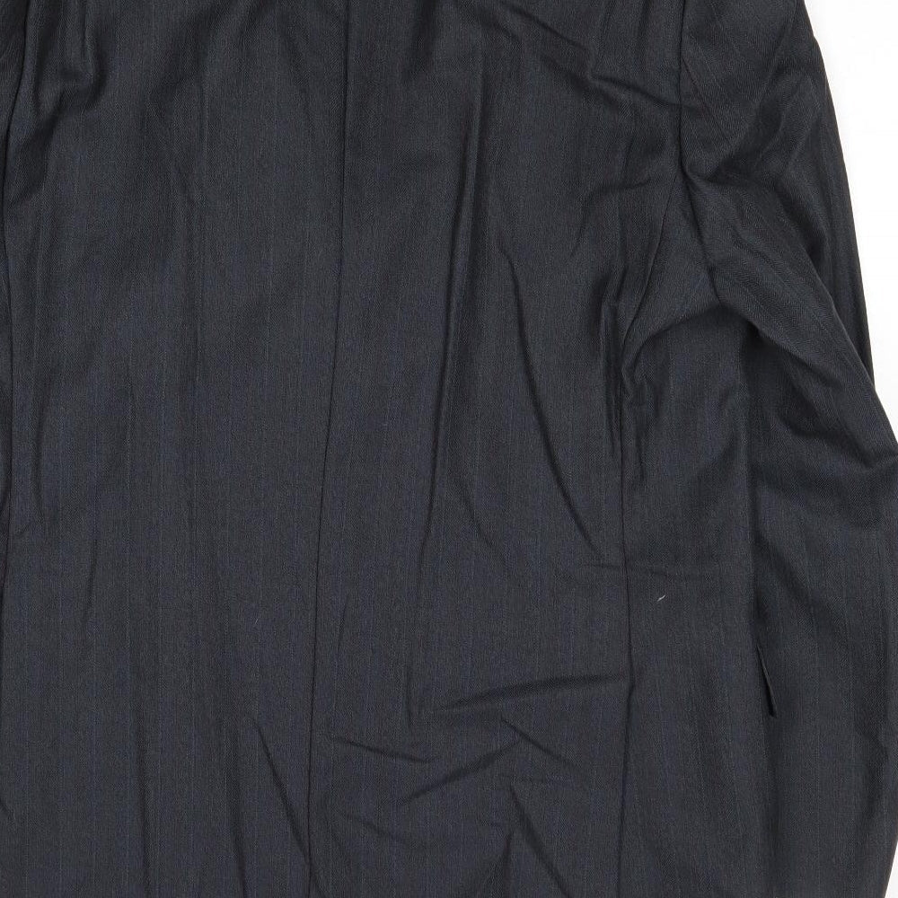 Mugee Mens Grey Striped Wool Jacket Suit Jacket Size 44 Regular