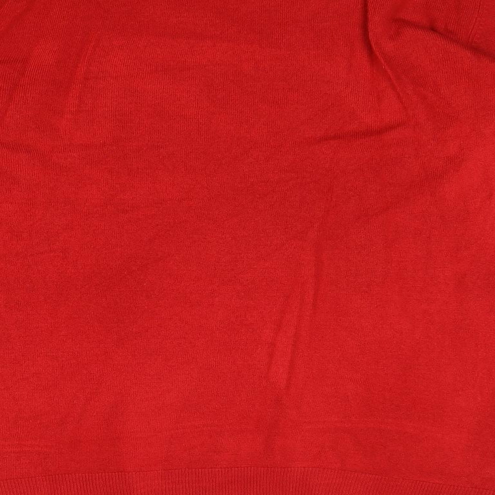 Vida Vi Womens Red Round Neck Acrylic Pullover Jumper Size XL