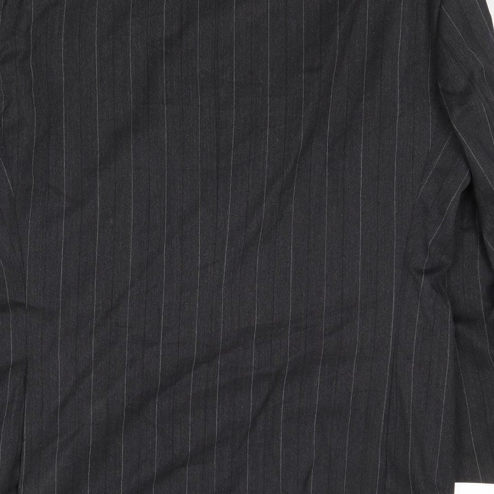 Cliftons Mens Grey Striped Wool Jacket Suit Jacket Size 40 Regular