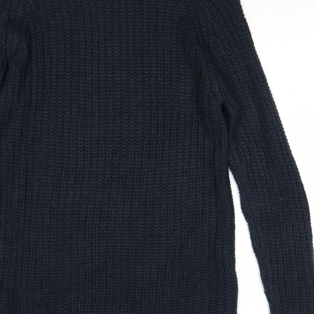 Only Womens Blue High Neck Acrylic Pullover Jumper Size S