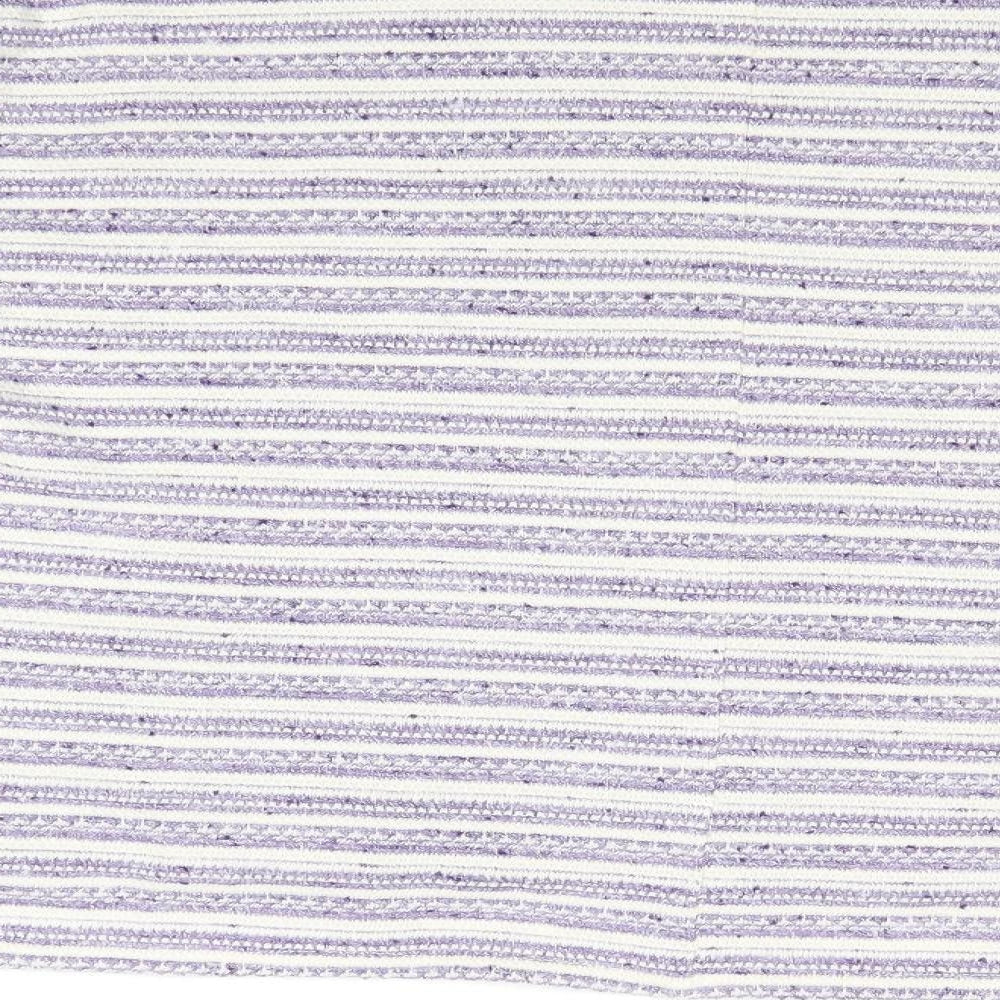 Marks & Spencer Womens Purple Round Neck Striped Cotton Pullover Jumper Size 12