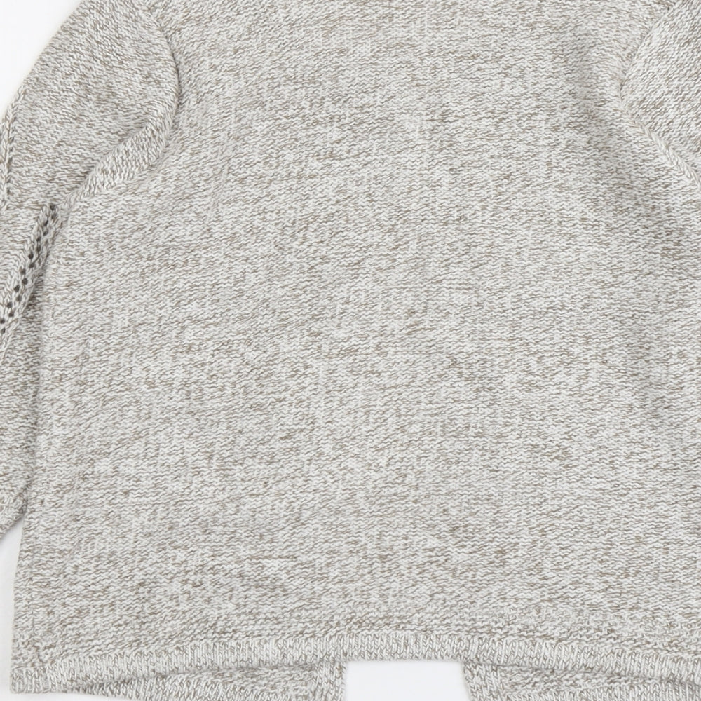 EWM Womens Beige Round Neck Acrylic Cardigan Jumper Size S
