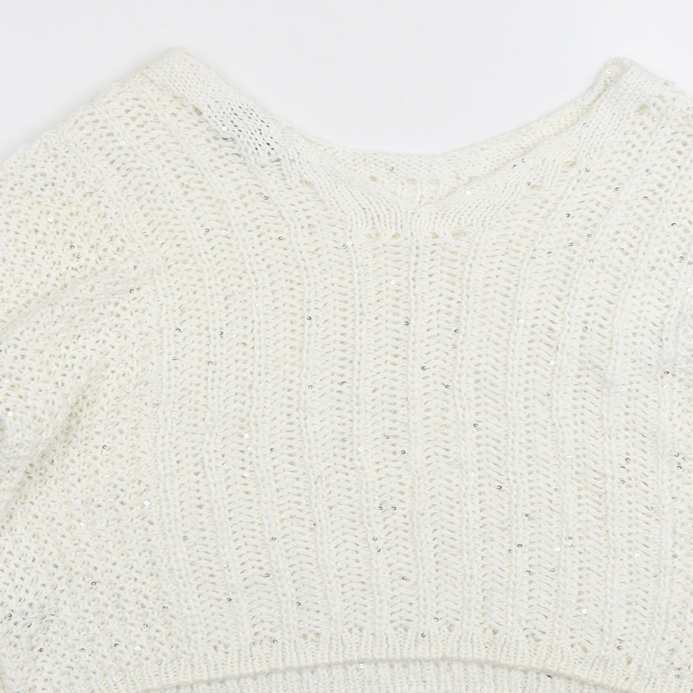 NEXT Womens Ivory Round Neck Acrylic Pullover Jumper Size M