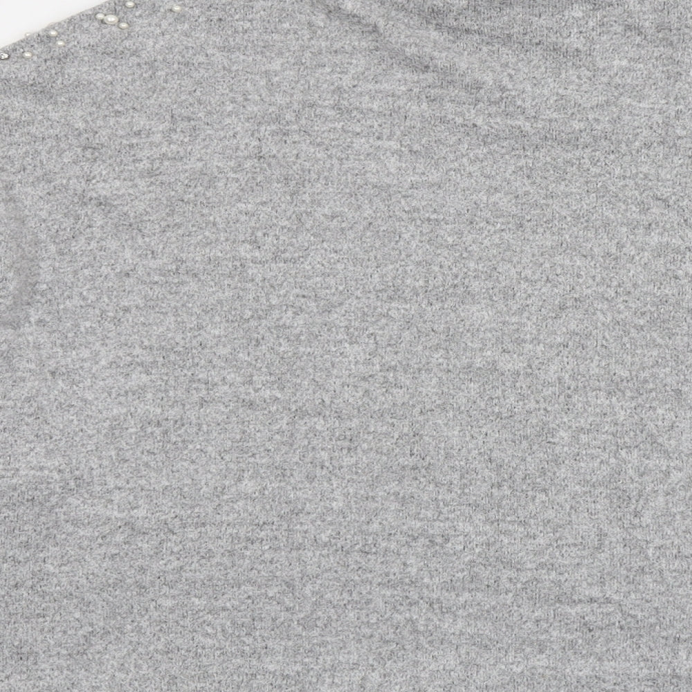 New Look Womens Grey Mock Neck Viscose Pullover Jumper Size 16