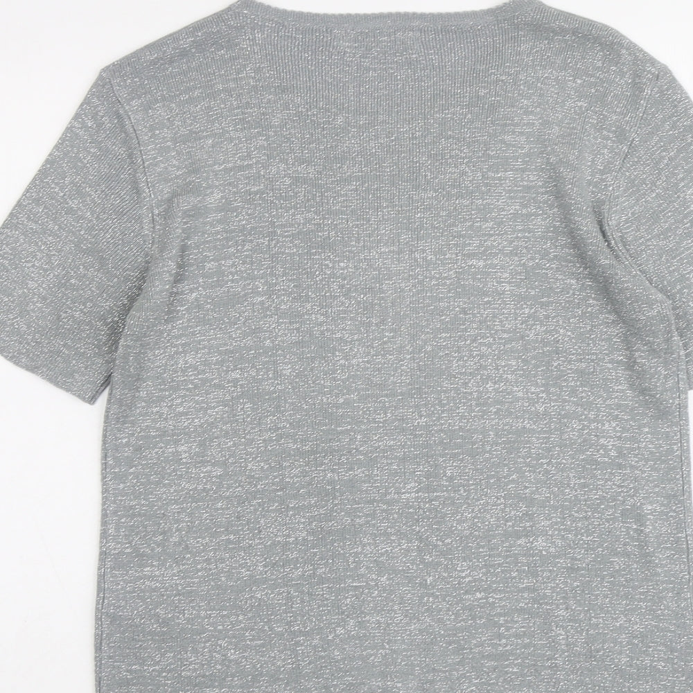 Bonmarché Womens Silver Round Neck Acrylic Pullover Jumper Size S