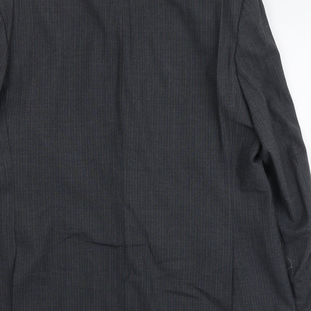 BHS Mens Grey Striped Polyester Jacket Suit Jacket Size L Regular