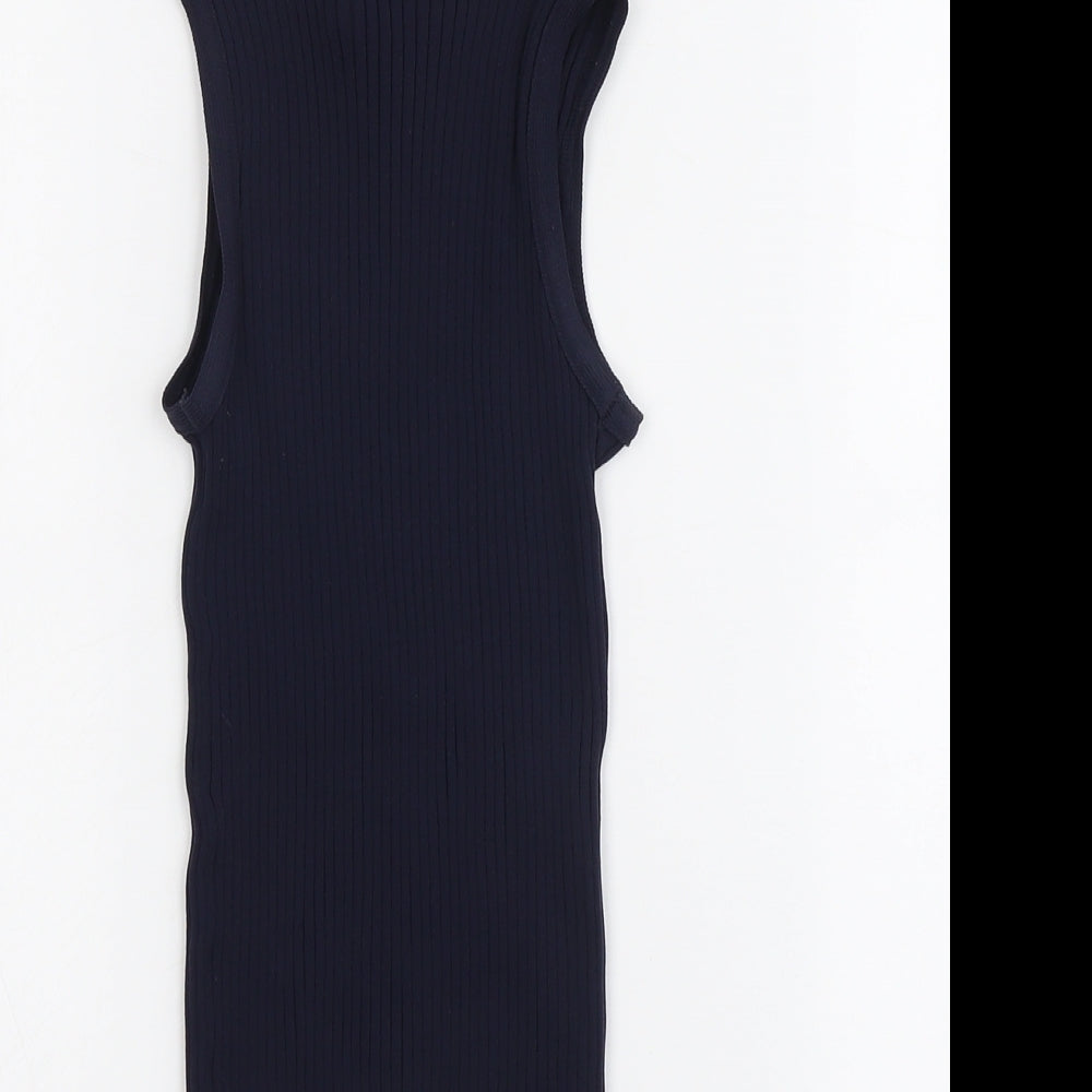 Warehouse Womens Blue Polyamide Basic Tank Size 12 Round Neck