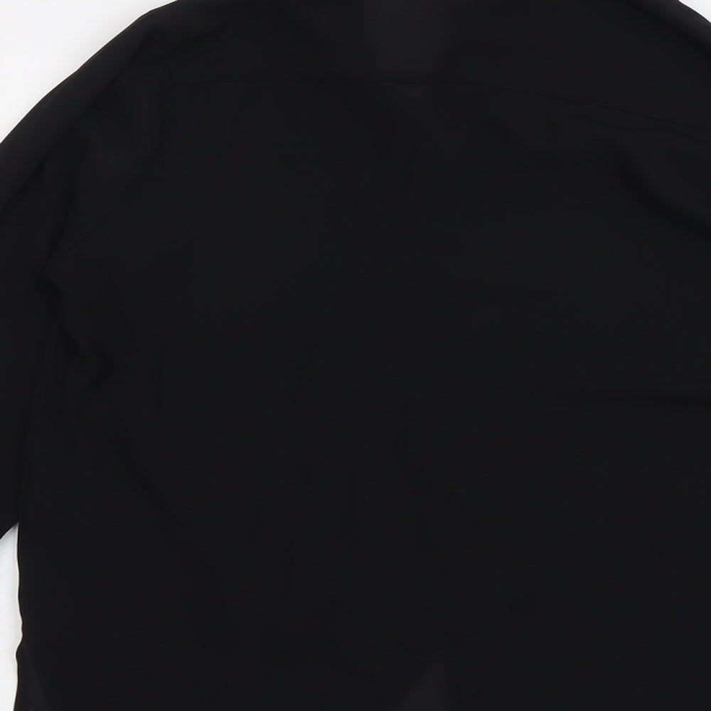 V By Very Womens Black Polyester Basic Button-Up Size 12 V-Neck