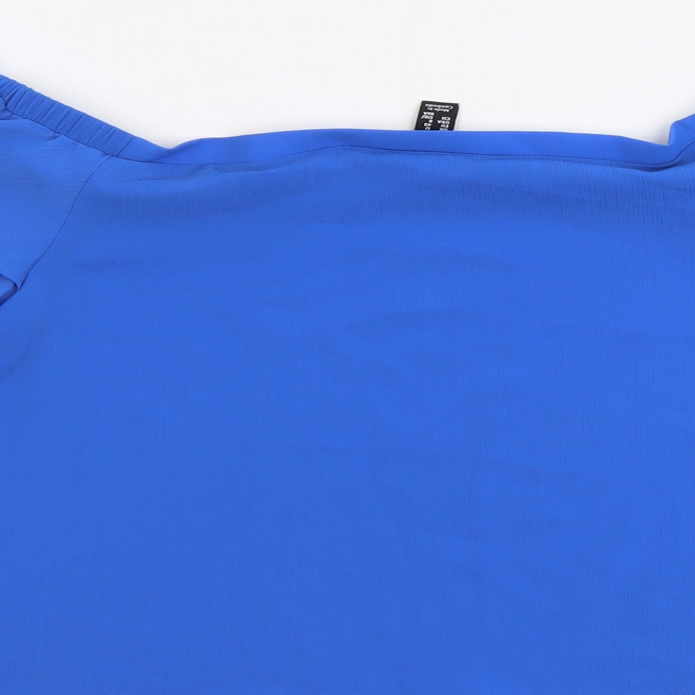 New Look Womens Blue Polyester Basic Blouse Size 12 Boat Neck