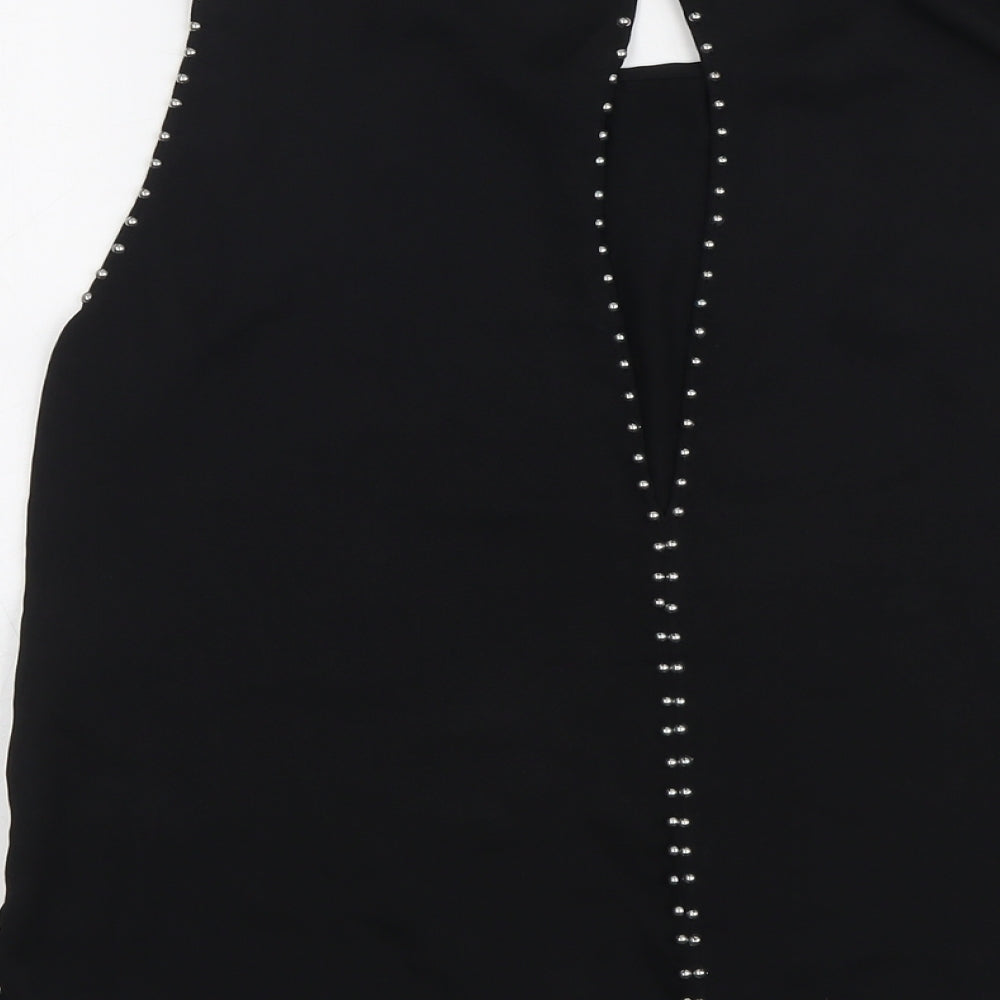 H&M Womens Black Polyester Basic Blouse Size 12 Round Neck