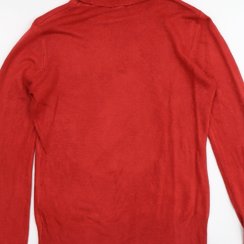 NEXT Womens Red Roll Neck Acrylic Pullover Jumper Size 10 - Penguin