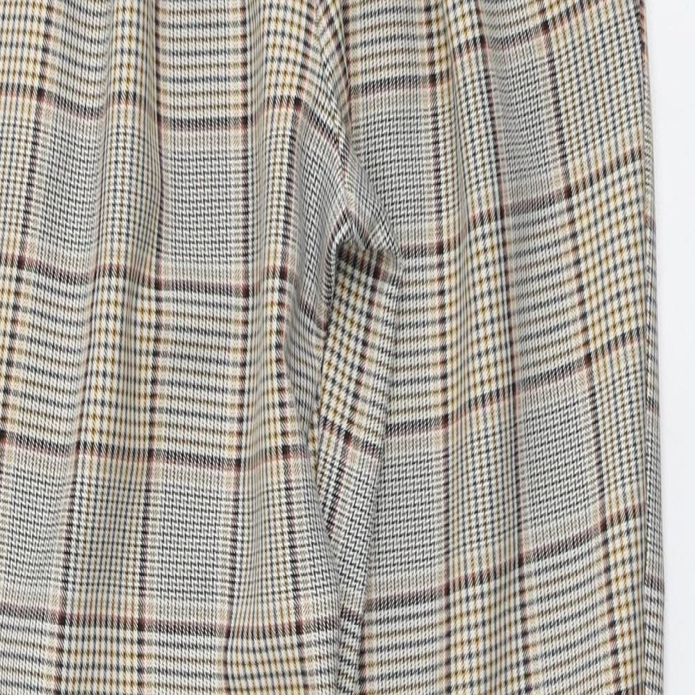 New Look Womens Beige Plaid Polyester Carrot Trousers Size 10 L28 in Regular Button