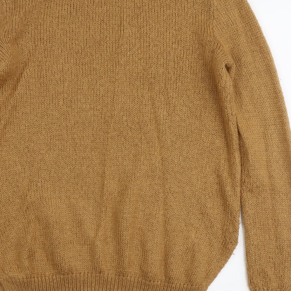 H&M Womens Brown Round Neck Acrylic Pullover Jumper Size S