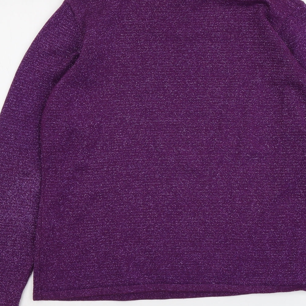 Bonmarché Womens Purple Round Neck Polyester Pullover Jumper Size S
