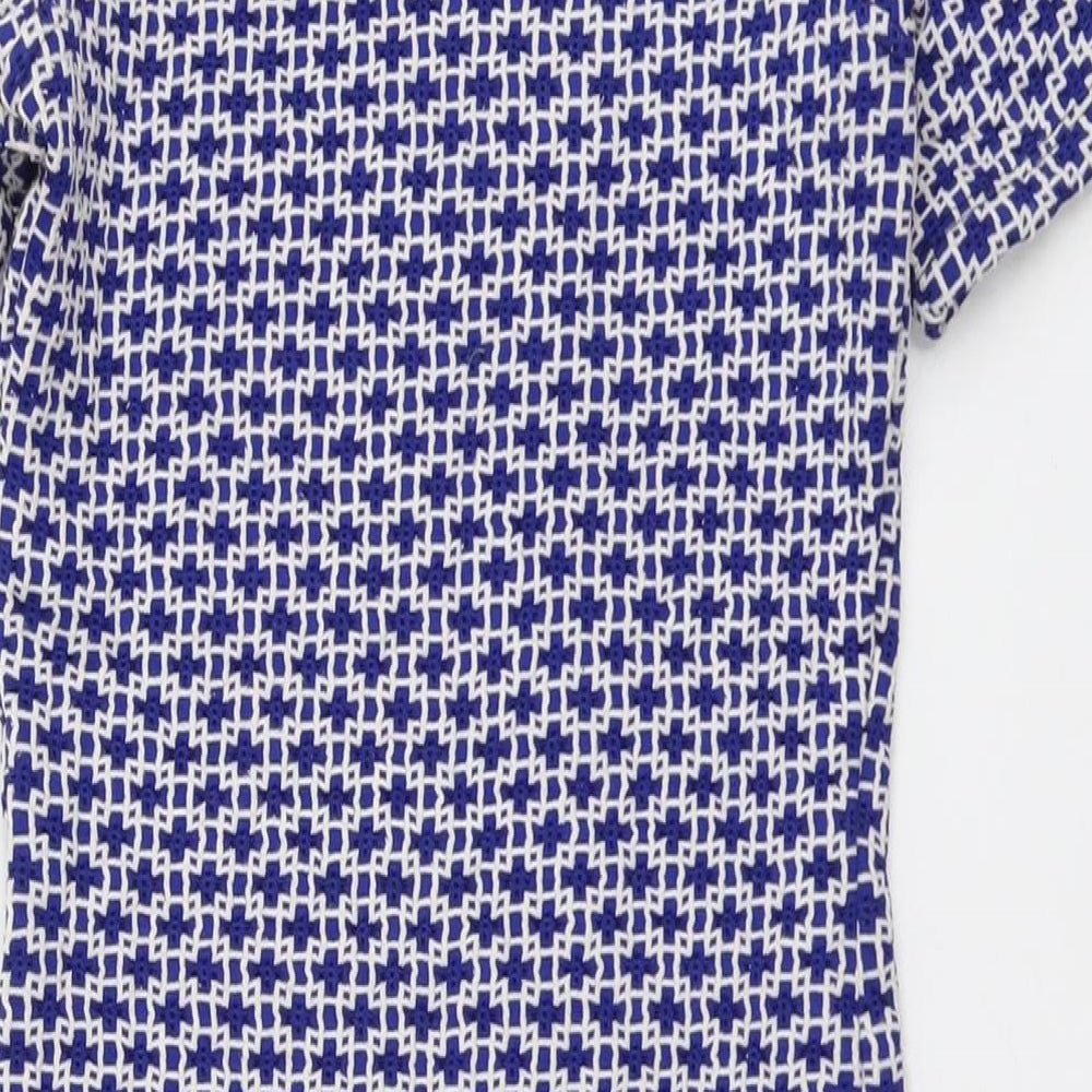 Topshop Womens Blue Geometric Polyester A-Line Size 8 Round Neck Pullover