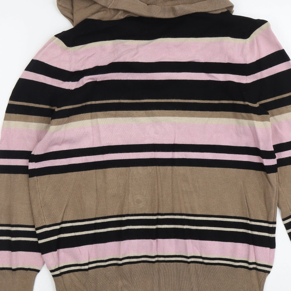Marks & Spencer Womens Multicoloured Round Neck Striped Viscose Pullover Jumper Size 12