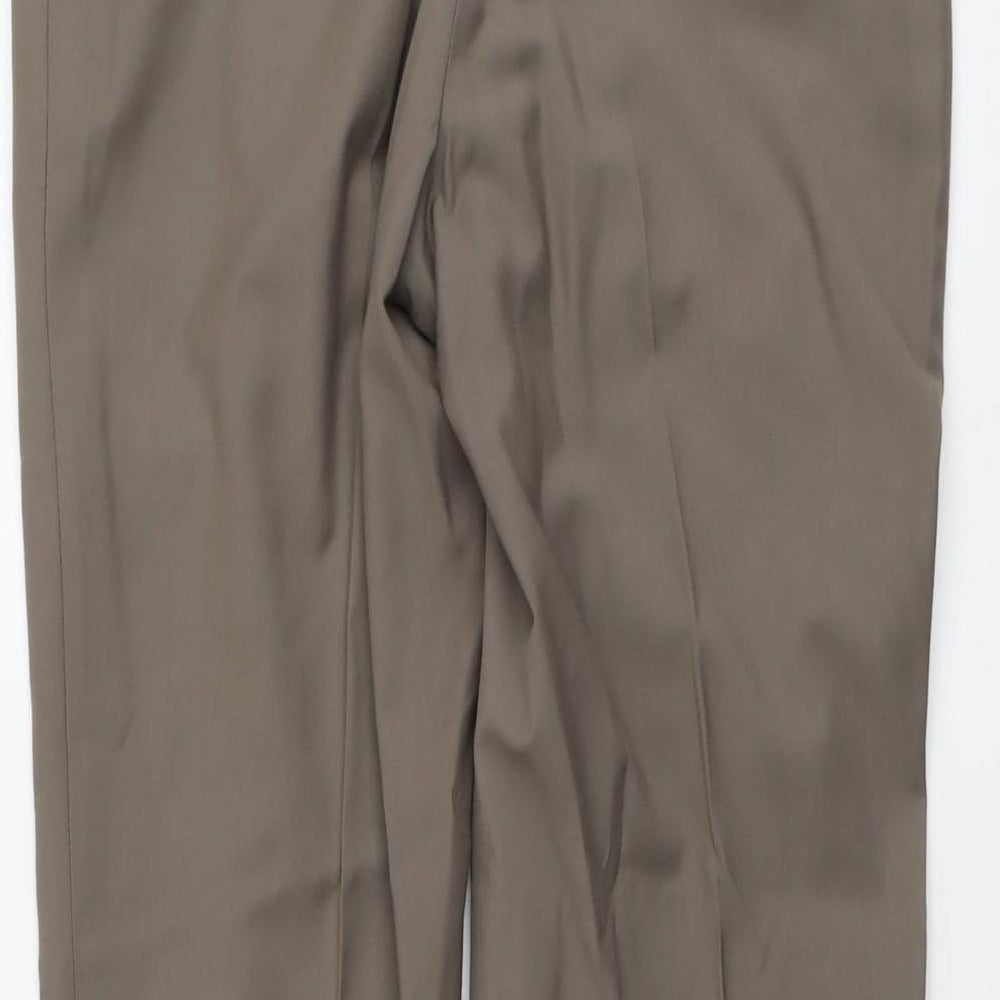 NEXT Womens Brown Polyester Chino Trousers Size 32 L29 in Regular Button
