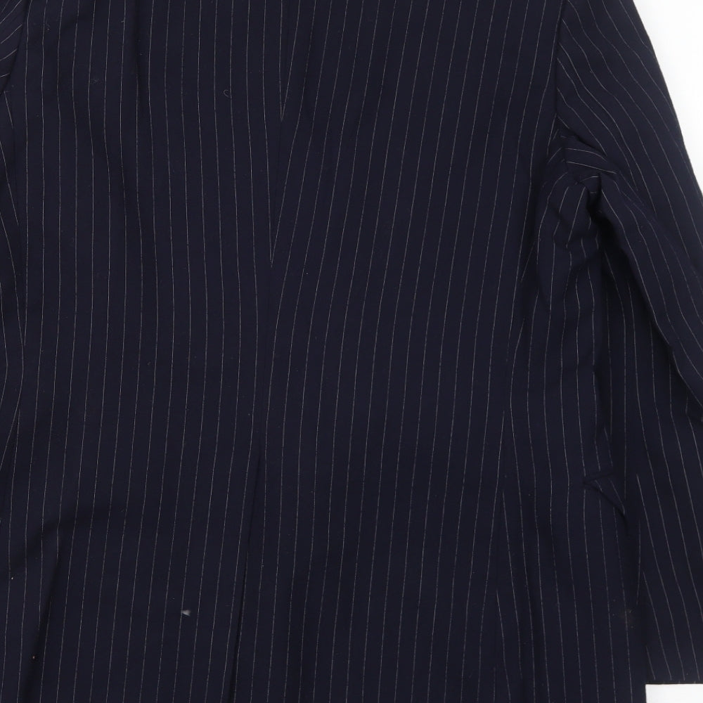 Marks & Spencer Mens Blue Striped Wool Jacket Suit Jacket Size 42 Regular