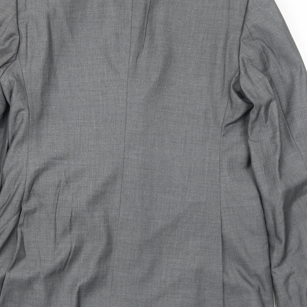 A Dong Silk Mens Grey Polyester Jacket Suit Jacket Size 38 Regular