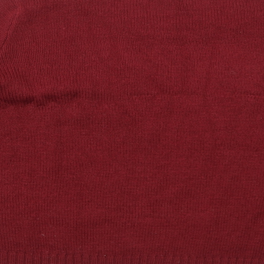 H&M Womens Red Round Neck Acrylic Pullover Jumper Size L