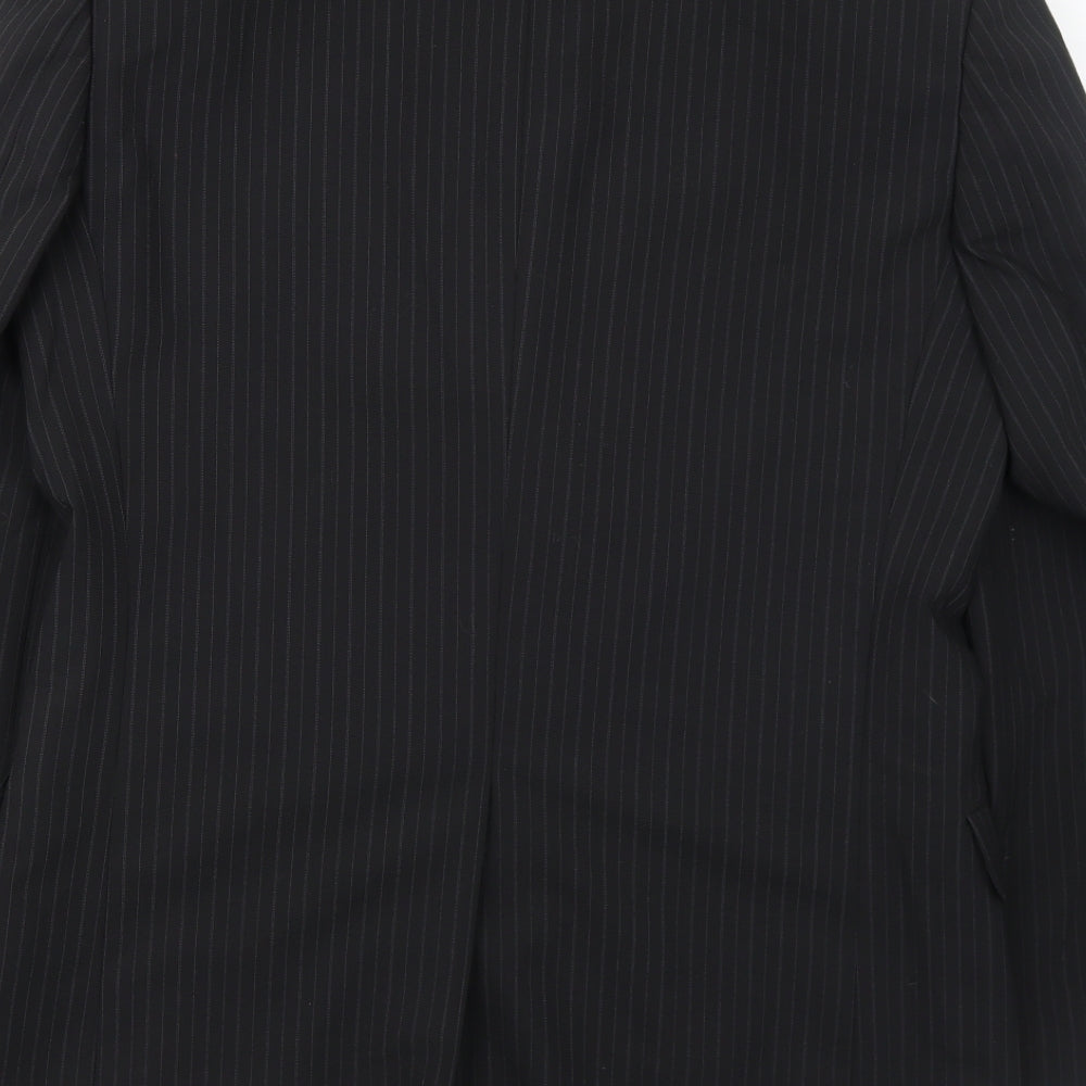 Marks & Spencer Mens Black Striped Polyester Jacket Suit Jacket Size 38 Regular