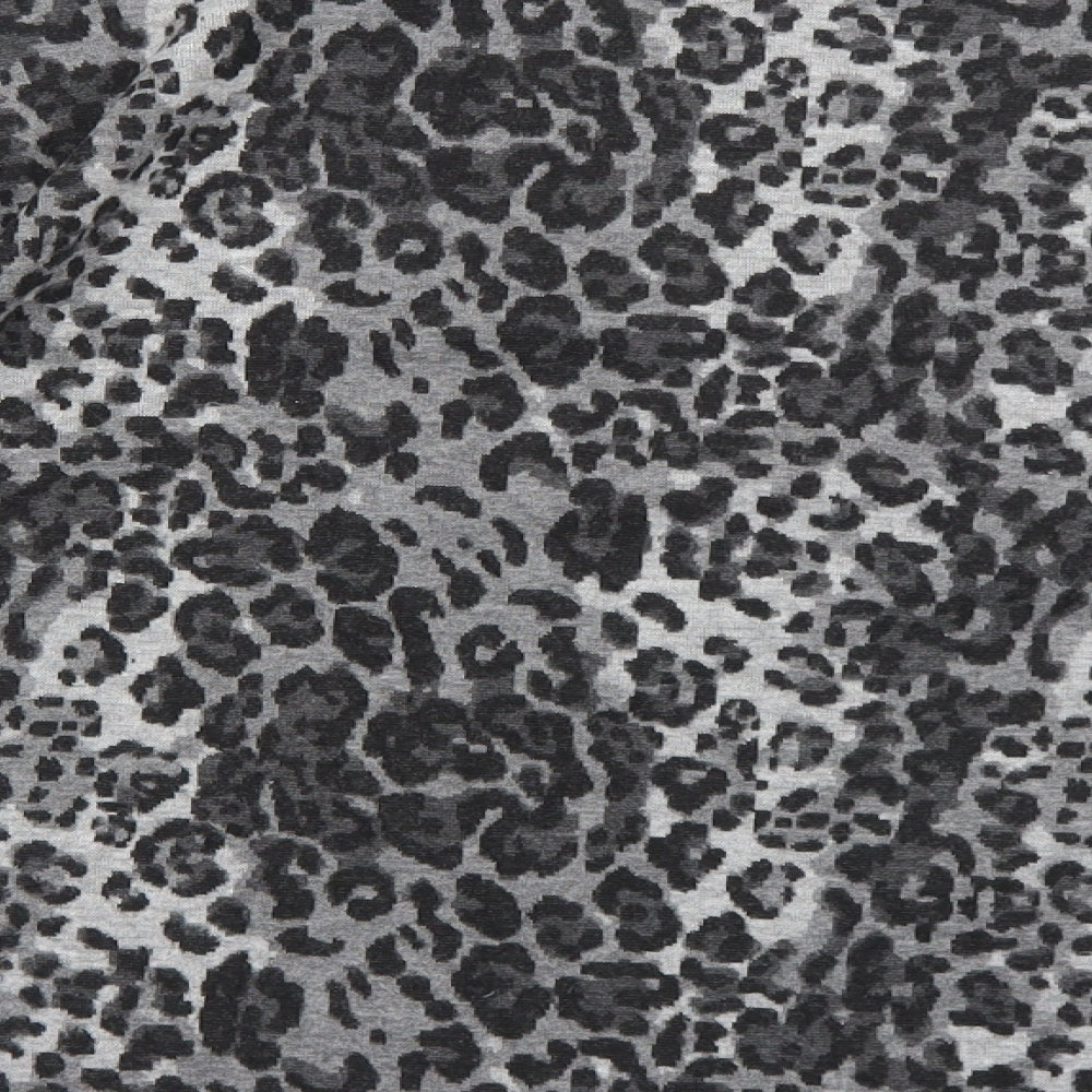 Marks & Spencer Womens Grey Round Neck Animal Print Acrylic Pullover Jumper Size 12 - Leopard Pattern