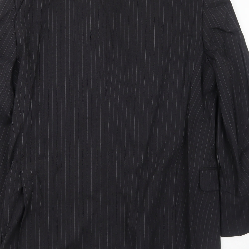 Marks & Spencer Mens Black Striped Wool Jacket Suit Jacket Size 40 Regular