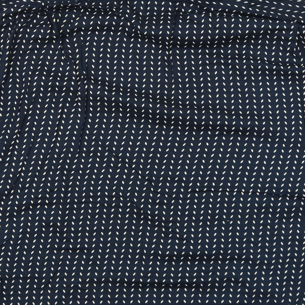 Next Mens Blue Geometric Viscose Button-Up Size M Collared Button