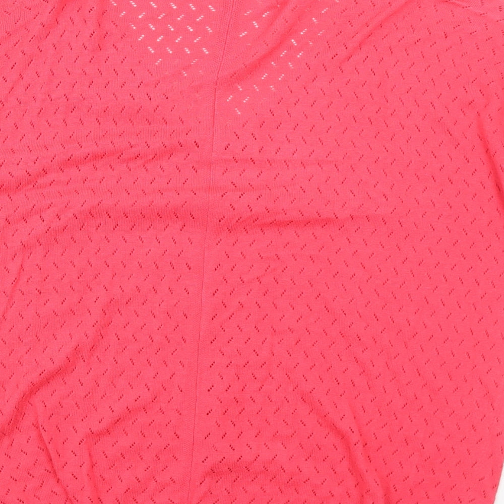 Bonmarché Womens Pink V-Neck Nylon Pullover Jumper Size M - Knot Front
