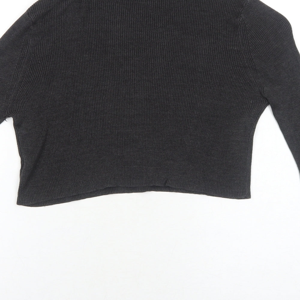 Select Womens Grey Mock Neck Cotton Pullover Jumper Size 10