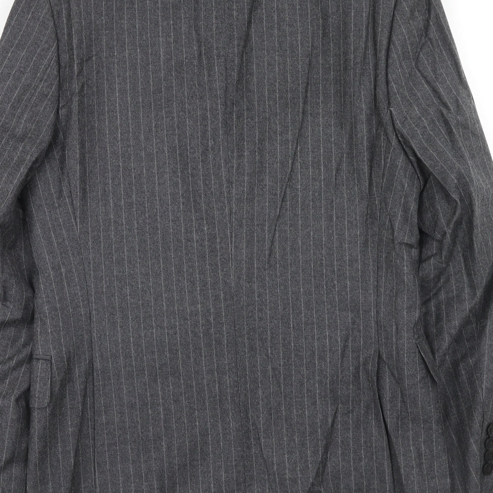 Marks & Spencer Mens Grey Striped Wool Jacket Suit Jacket Size 36 Regular