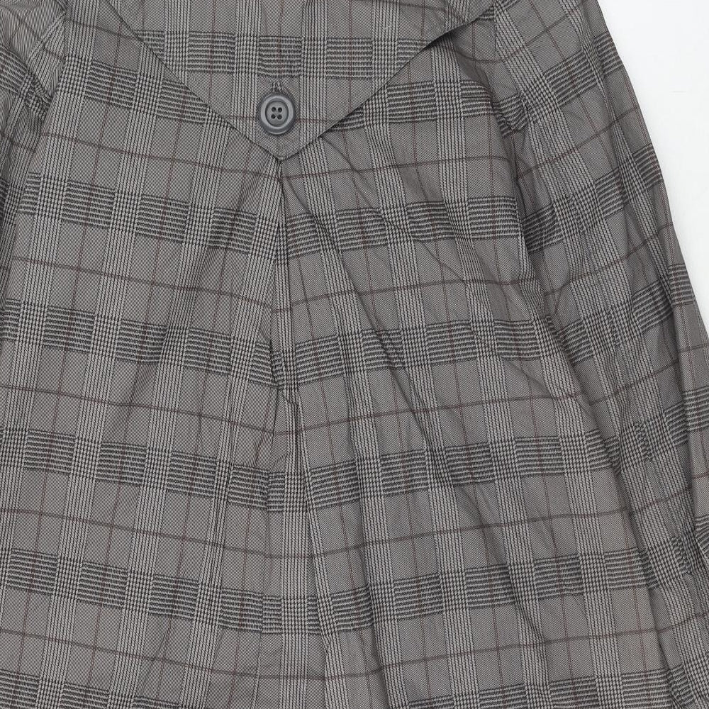 H&M Womens Grey Geometric Trench Coat Coat Size 8 Button