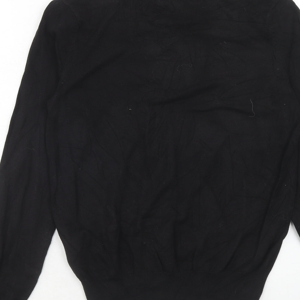 H&M Womens Black Round Neck Viscose Pullover Jumper Size XS
