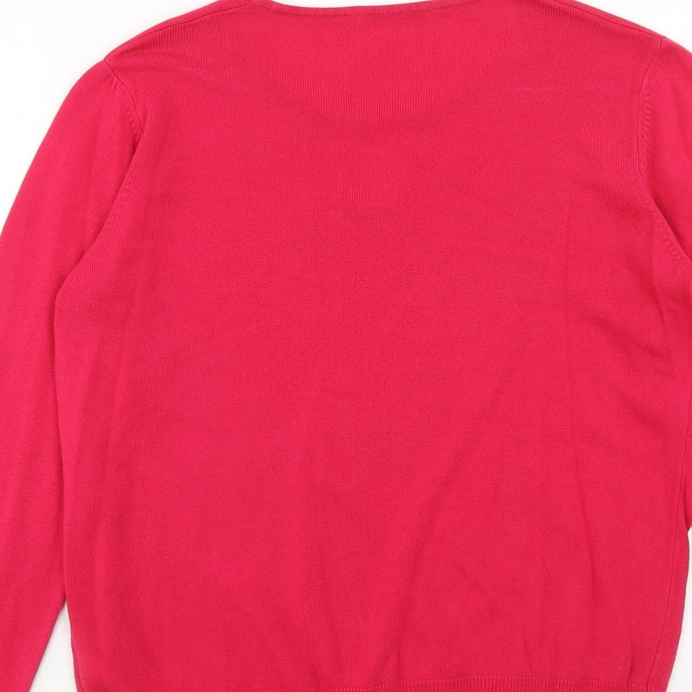 Marks & Spencer Womens Pink Round Neck Acrylic Pullover Jumper Size 14