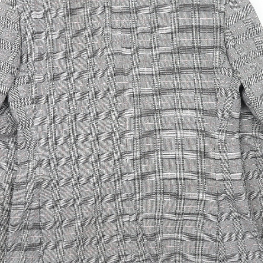 Marks & Spencer Mens Grey Plaid Polyester Jacket Suit Jacket Size 36 Regular