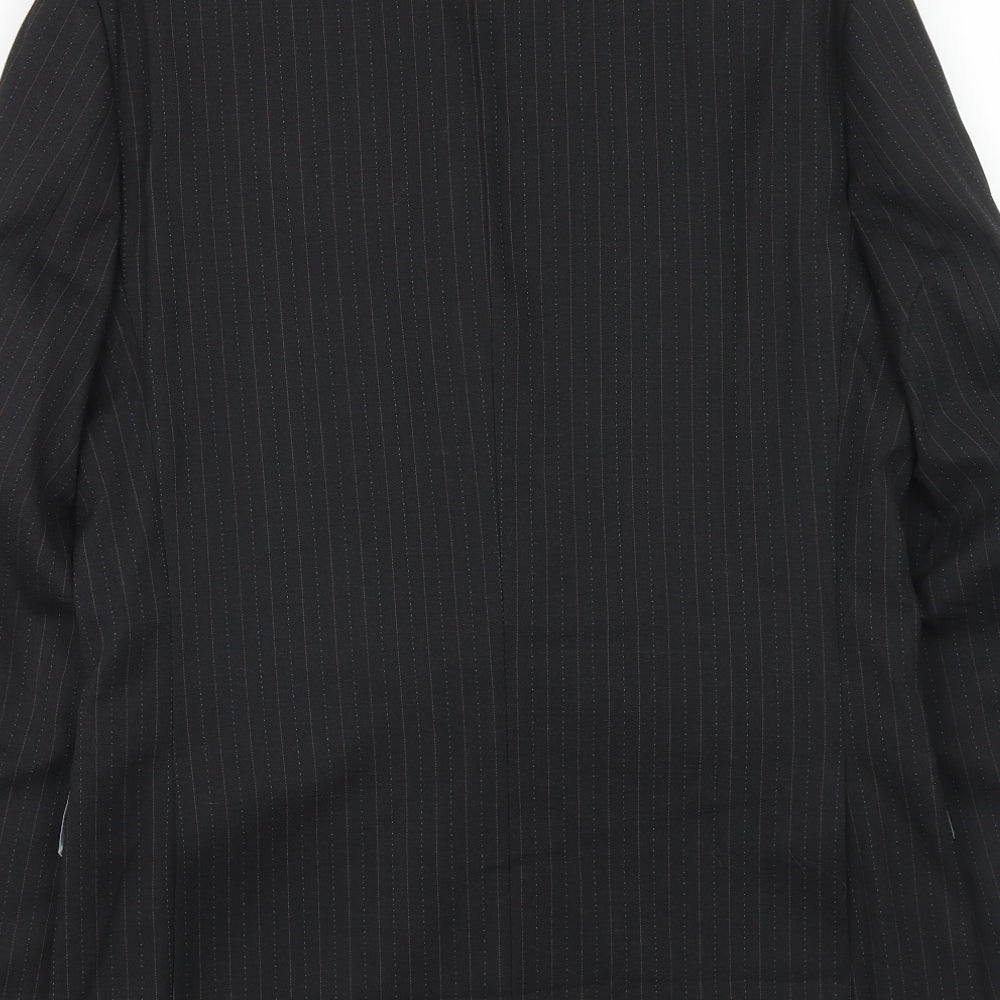 Burton Mens Black Striped Polyester Jacket Suit Jacket Size 38 Regular
