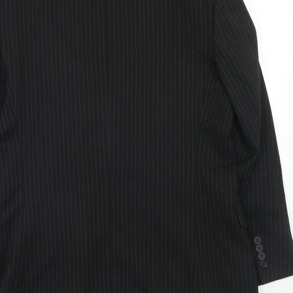 Taylor & Reece Mens Black Striped Polyester Jacket Suit Jacket Size 38 Regular