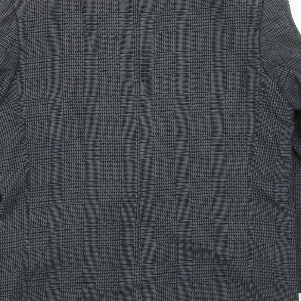 Berkertex Mens Blue Plaid Polyester Jacket Suit Jacket Size 42 Regular