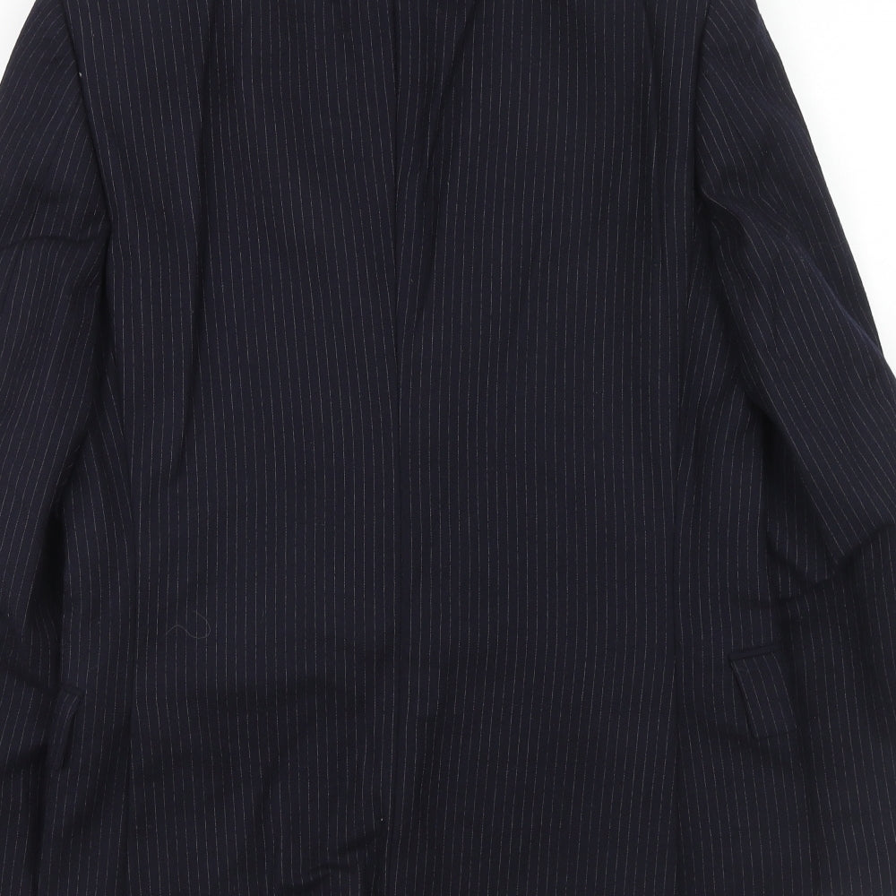 BHS Mens Blue Striped Wool Jacket Suit Jacket Size 36 Regular