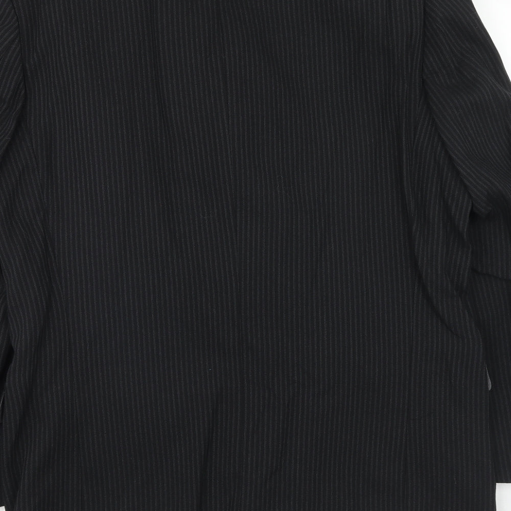 River Island Mens Black Striped Wool Jacket Suit Jacket Size 42 Regular