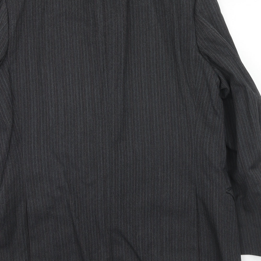 St.Michael Mens Grey Striped Wool Jacket Suit Jacket Size 42 Regular