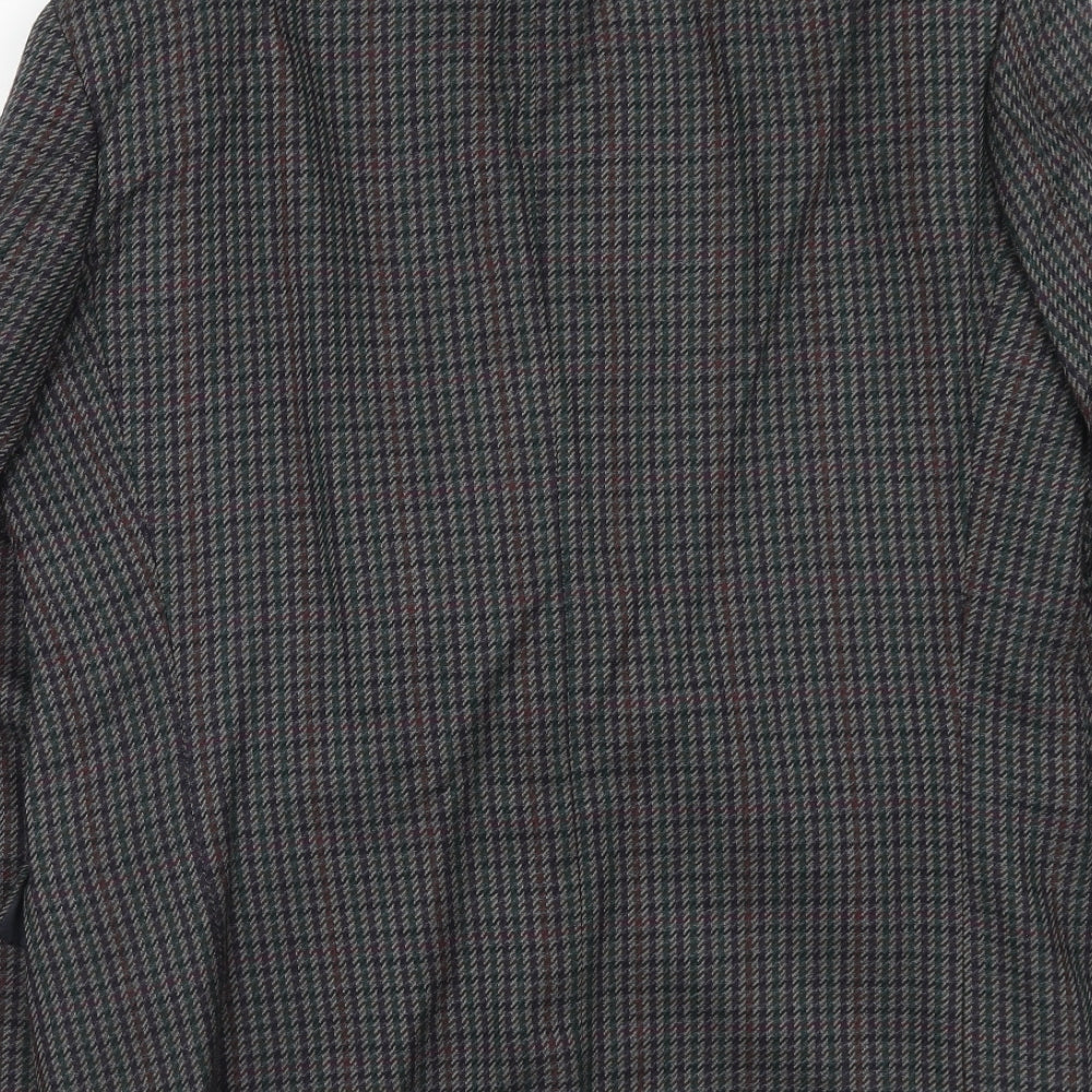 St.Michael Mens Grey Geometric Wool Jacket Blazer Size 38 Regular
