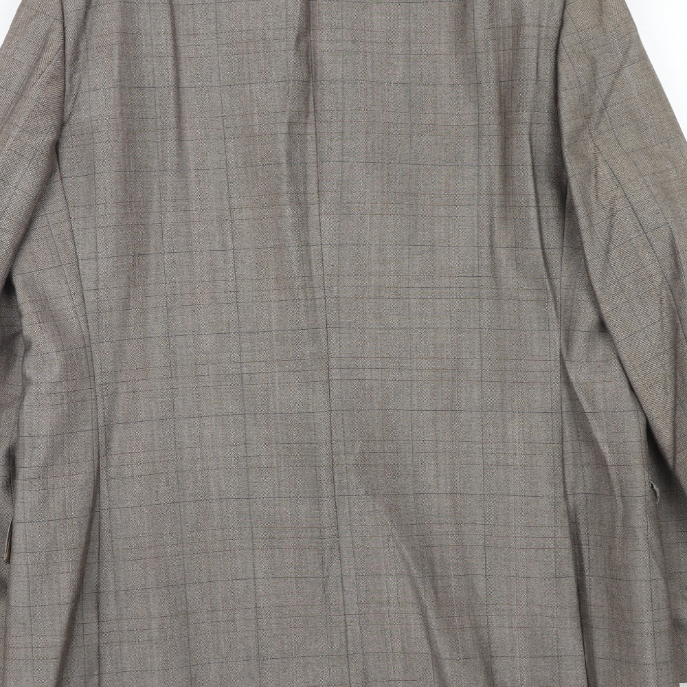 maenson Mens Brown Plaid Wool Jacket Blazer Size 40 Regular